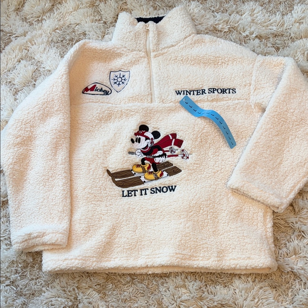 NWT Disney Cream Winter Sports Sweater